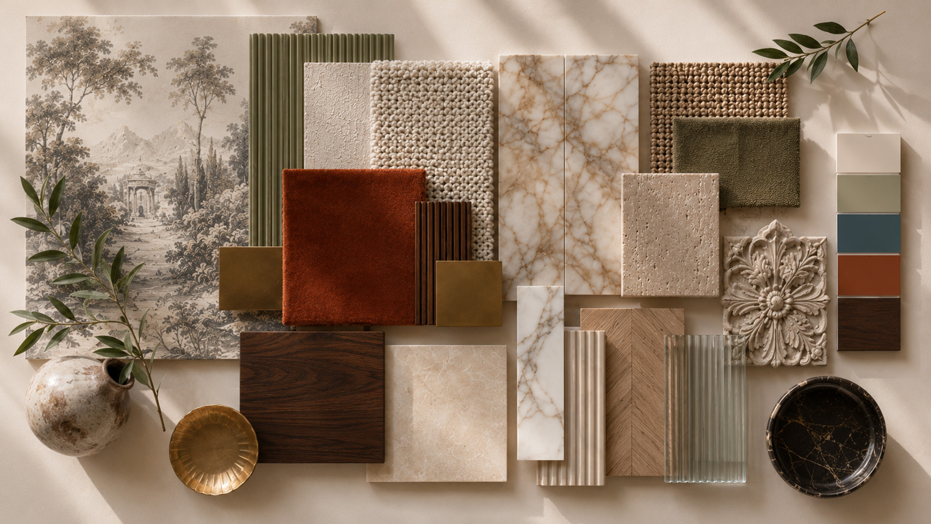 Every material is specified twice: once for how it looks, and once for how it performs under twelve services a week